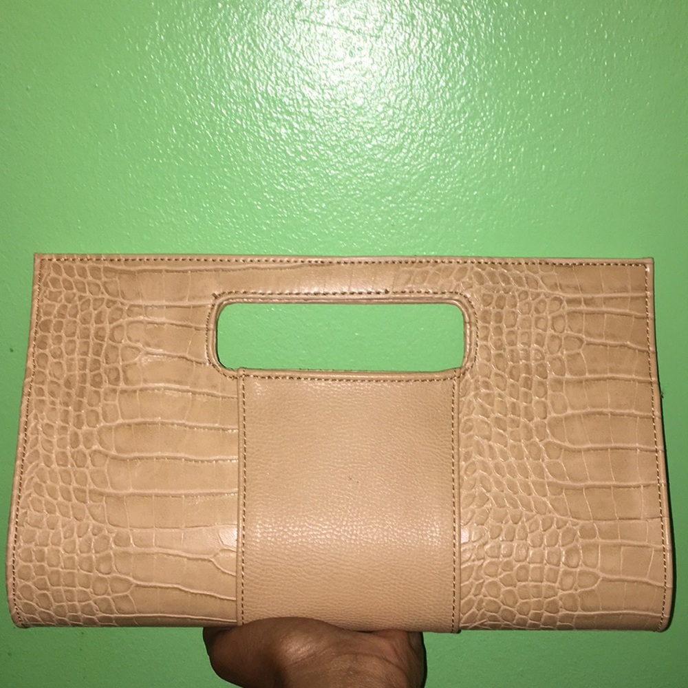 Tan Alligator-Print Clutch!